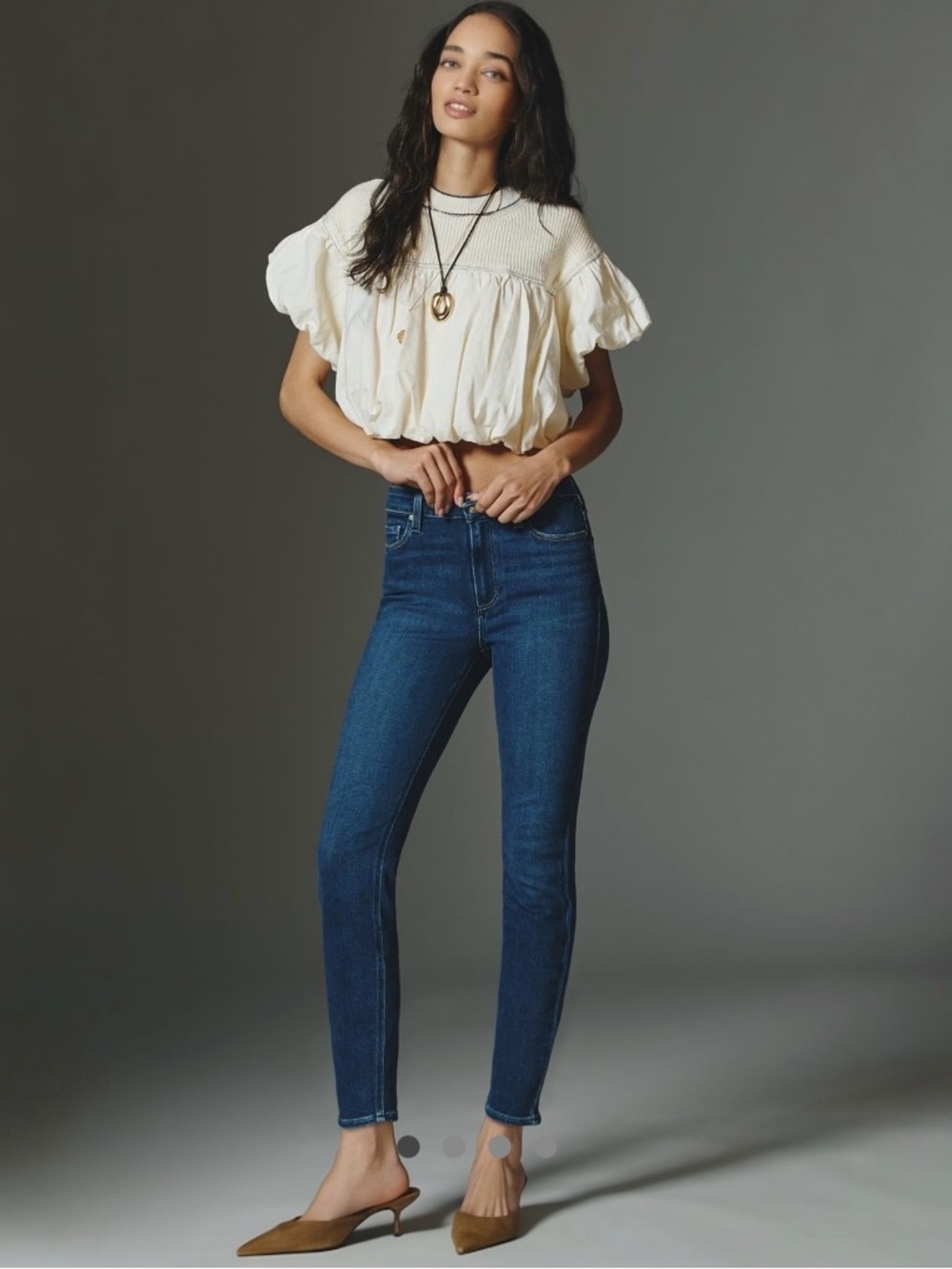 ANTHROPOLOGIE PAIGE ANKLE HOXTON ULTRA SKINNY DARK BLUE WASH MID RISE JEANS 28